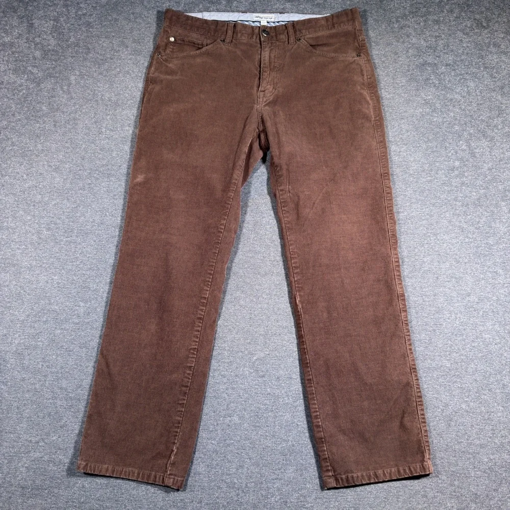Peter Millar Corduroy Pants Mens 33x28 Brown Cotton Modal Stretch Flat Front
